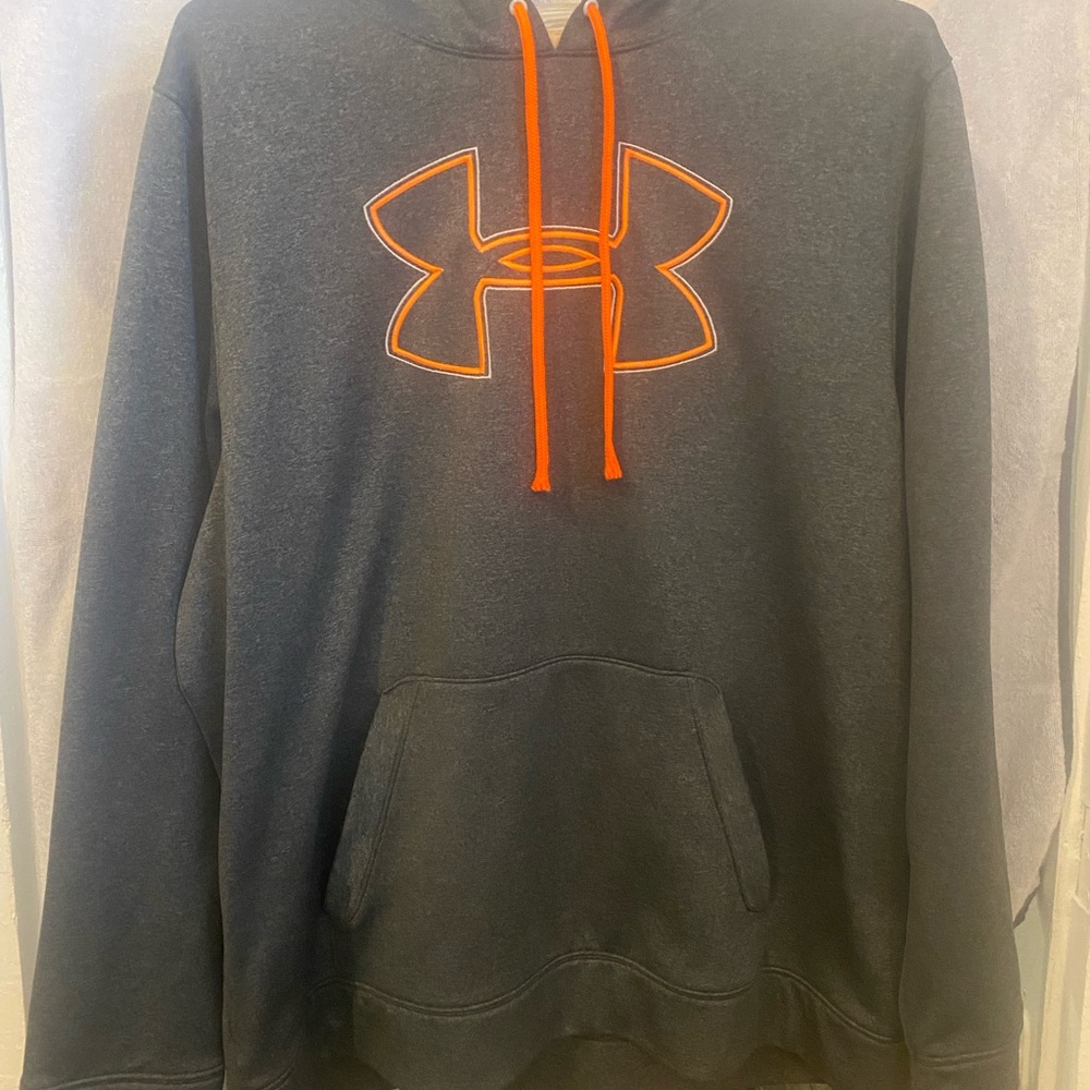Under Armour Men's Charcoal Hoodie with Bright Orange Details Men’s 2XL (XXL)